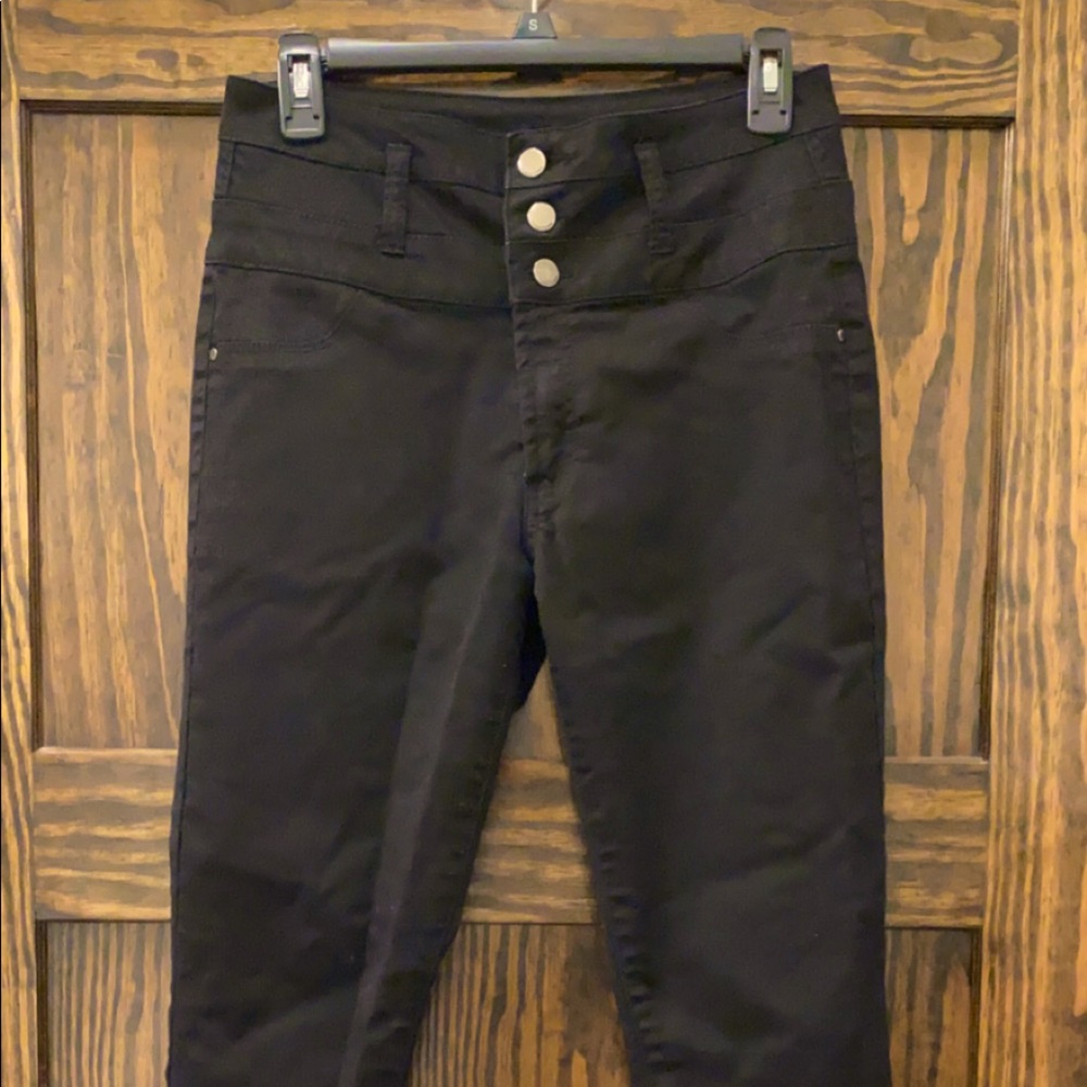 Black, high-waisted, skinny jeans